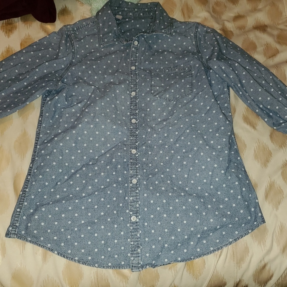 Long sleeve polka dot collar shirt